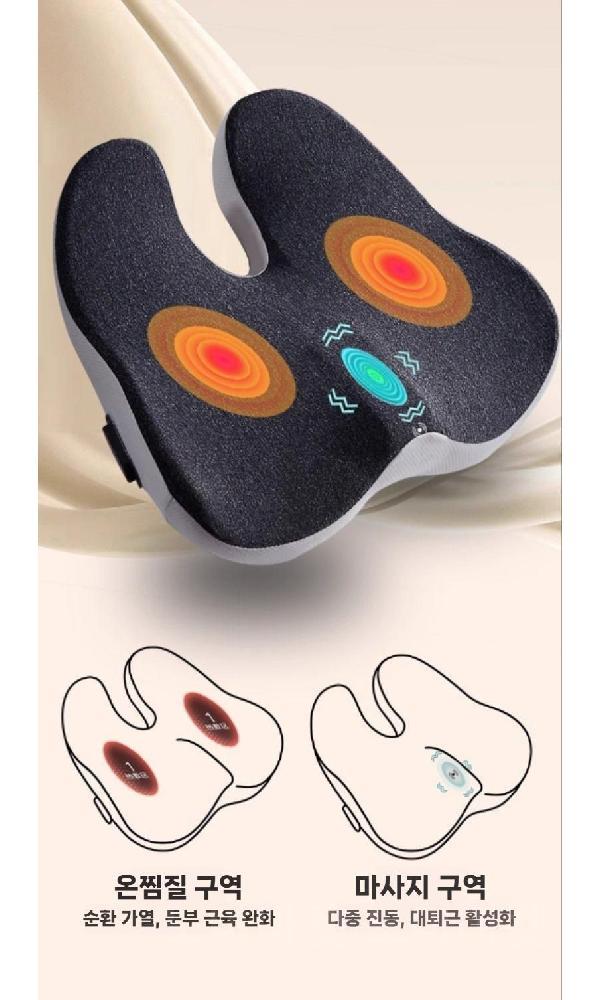 온열방석 마사지 임산부 엉따 엉뜨방석 usb 충전식 핑크(라이트 그레이 엣지) U16 쿠션