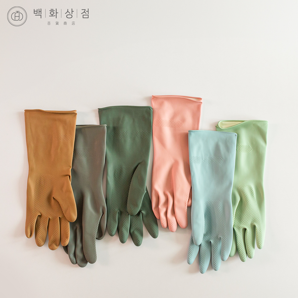 백화상점 안찢어지는 천연 라텍스 고무장갑 주방 설거지장갑 10개