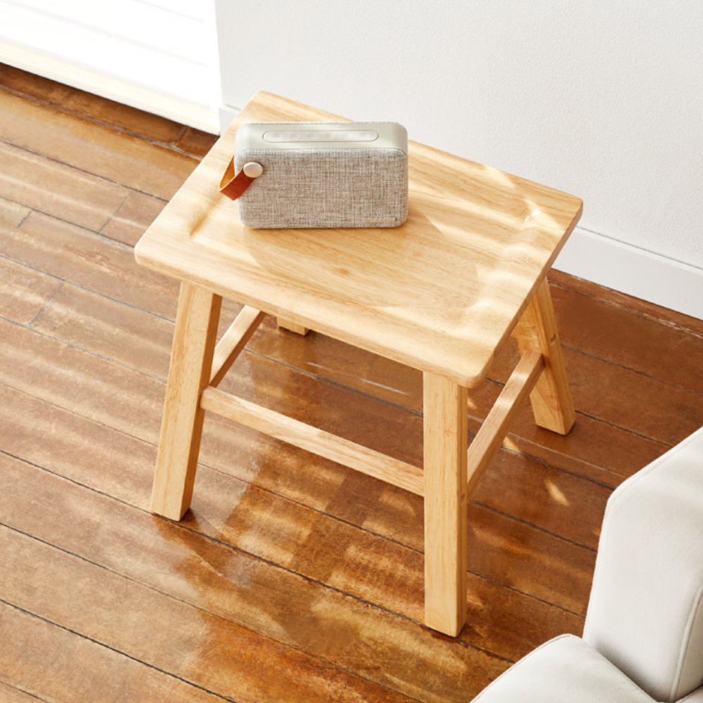 내추럴 원목 스툴 의자 400 고무나무 사각 화장대의자 감성 우드 보조체어 낮은 협탁