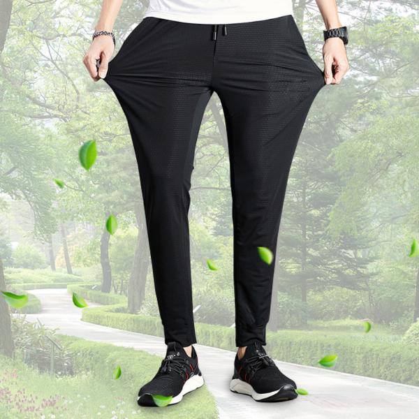 쿨 메쉬 남자 바지 아이스 밴딩 팬츠 냉감 운동 여름 남성 등산 츄리닝 트레이닝 - 상품 이미지