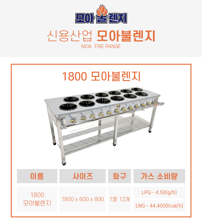 모아불렌지 업소용 뚝배기 간택기 식당 화구 1800 LNG - 상세 이미지 2