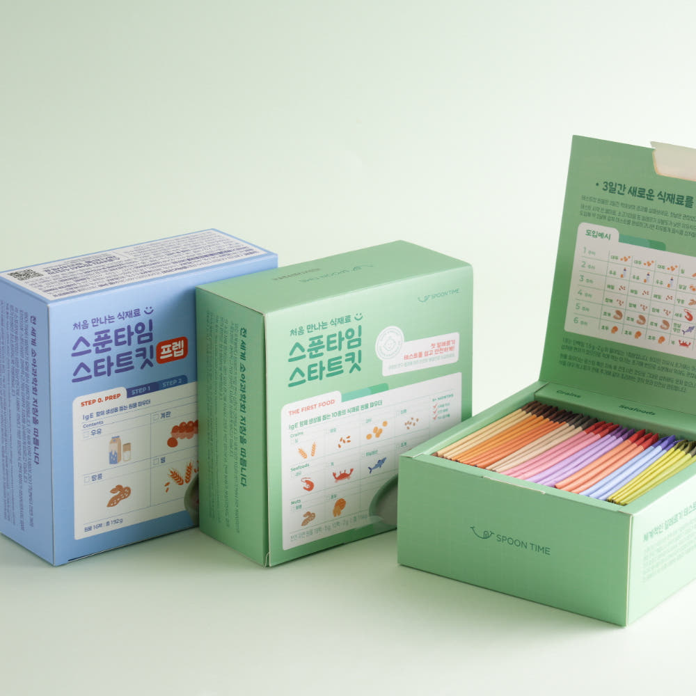 스푼타임 스푼타임 스타트킷 10종+4종 계란 땅콩 밀가루 우유 참깨 새우 조개 생선 초기 이유식