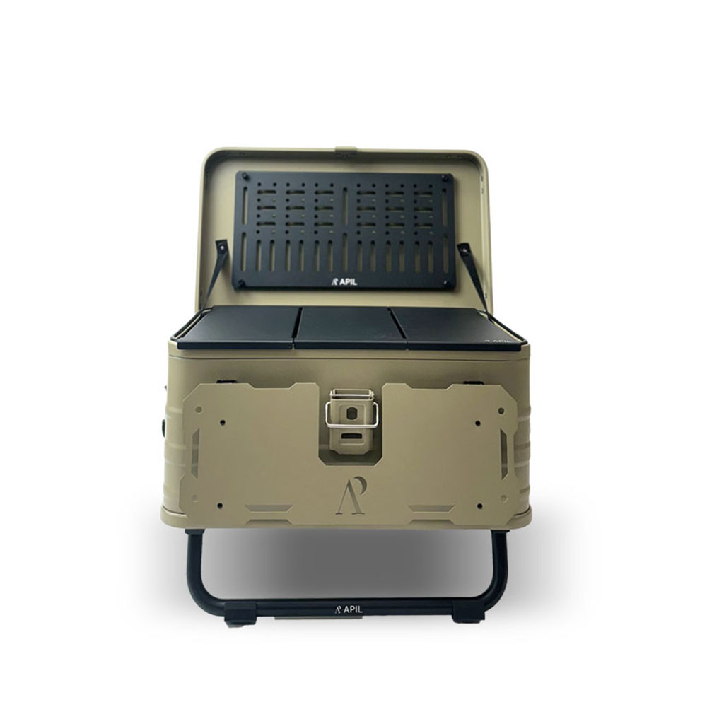 아필 강화 알루미늄 택티컬 멀티 수납 감성 캠핑박스 30L, 블랙