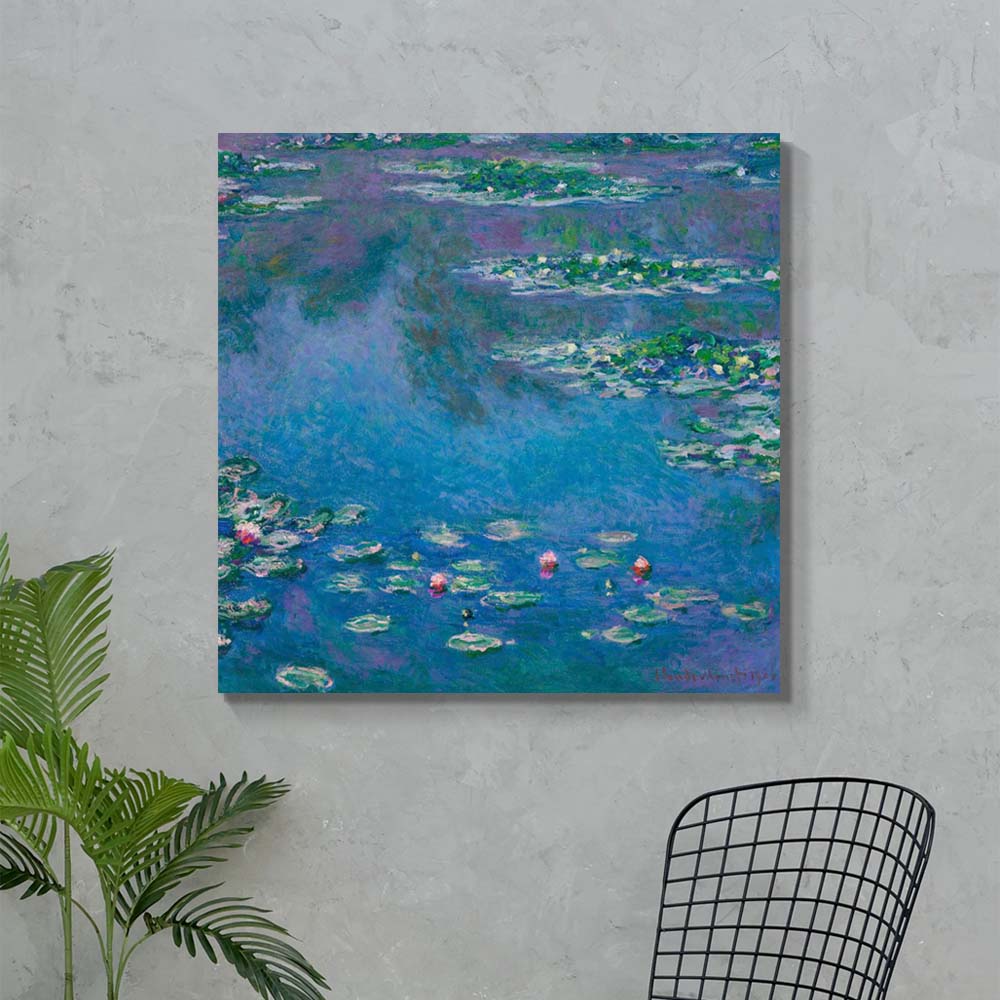 클로드 모네 수련 그림 70 x 70cm 명화거실 카페 인테리어 대형 캔버스 띄움 액자 - 상품 이미지