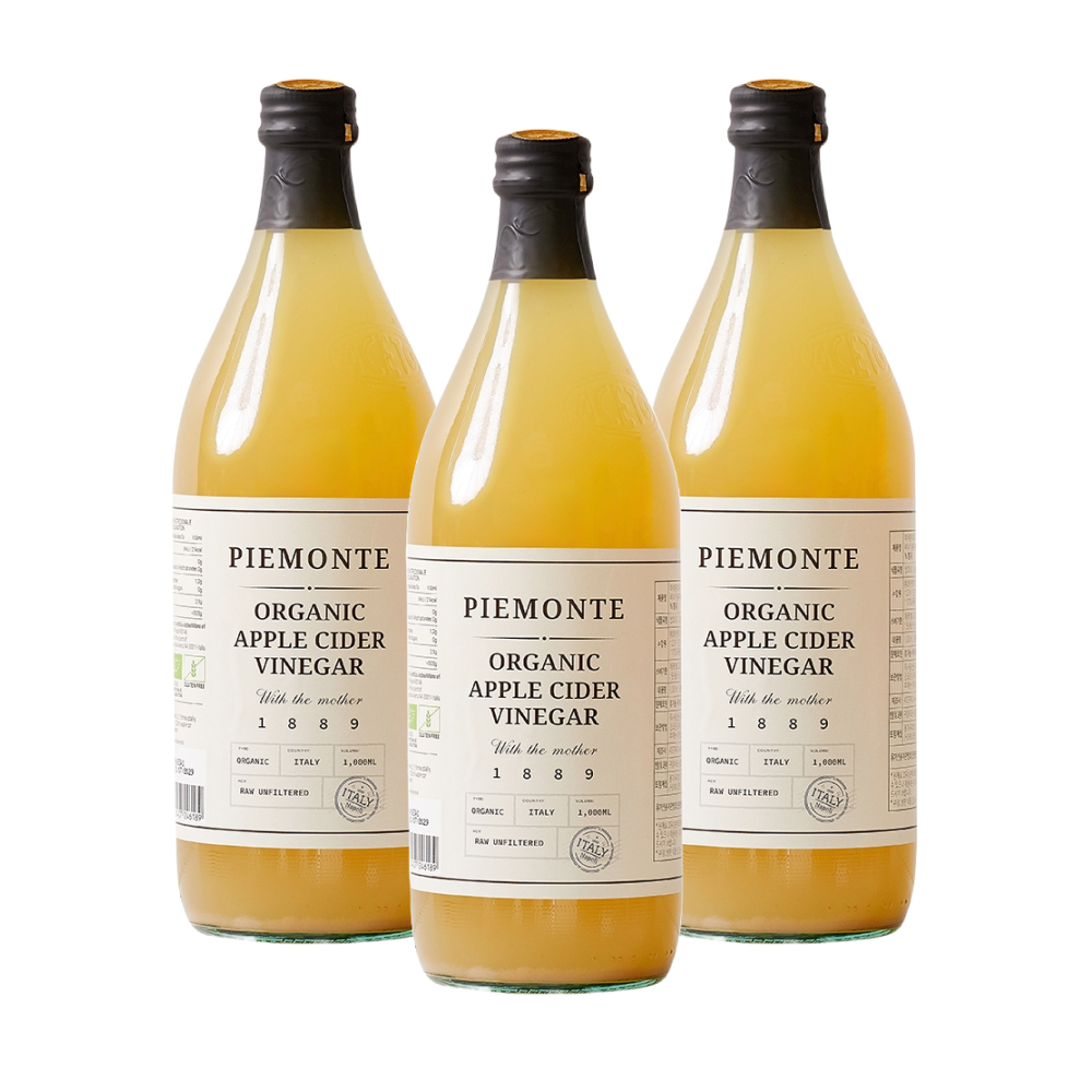 피에몬테 애사비 100% 이탈리아 유기농 사과 초모 식초 1L, 3개