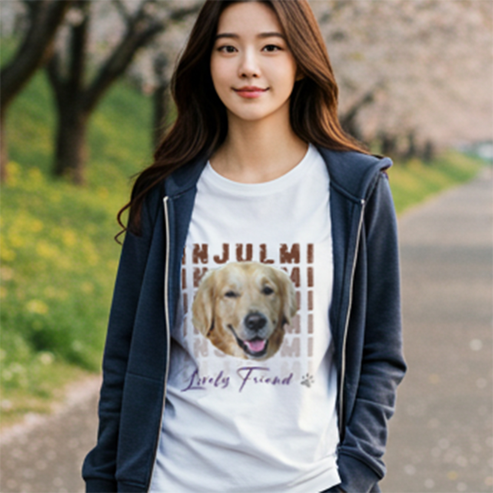1+1 커스텀 강아지 티셔츠 고양이 프린팅 주문 제작 반려동물 반려견 반려묘 반팔 티 - 상세 이미지 3