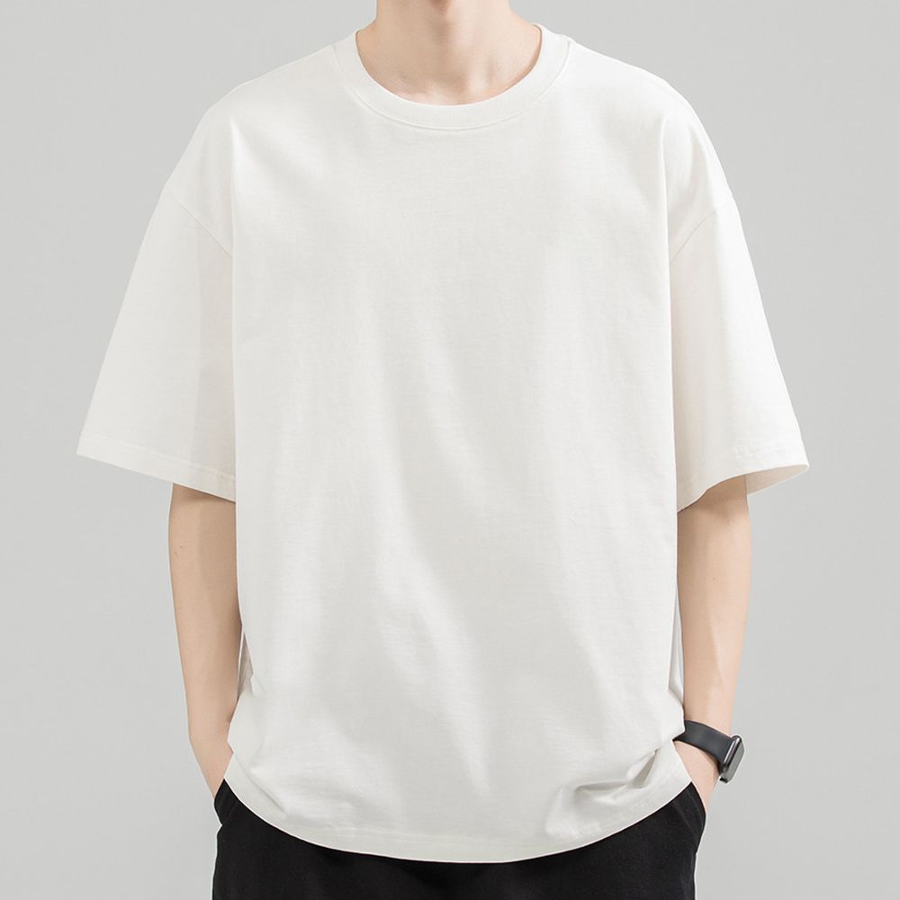 100%면 오버 사이즈 무지티 면티 반팔티 이너티 레이어드 레이어드티 남자 - 메인 이미지