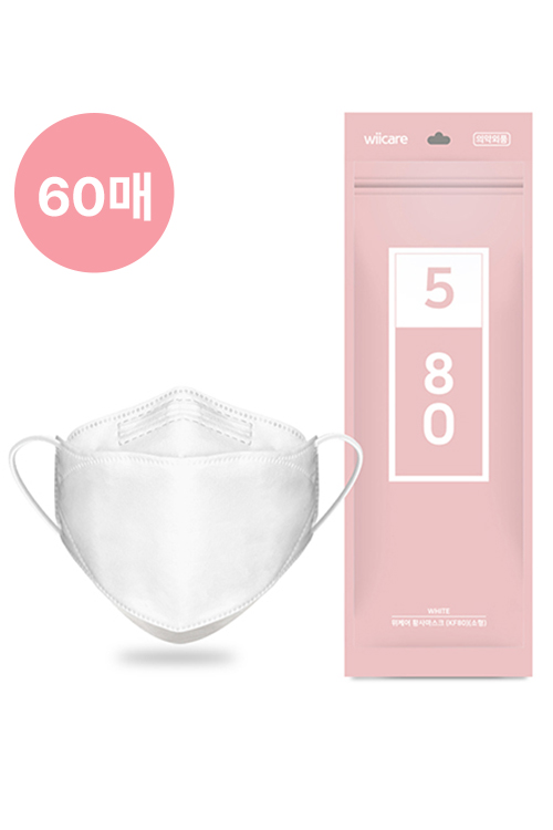 위케어 KF80 화이트 소형 60매 마스크 유아 초소형 아동 키즈 어린이 코로나 황사 - 상품 이미지