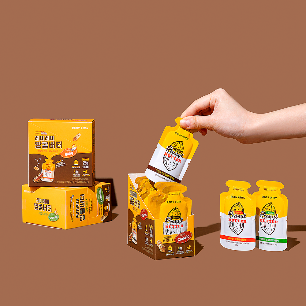 레미레미 짜먹는 땅콩버터 100% 무첨가 클래식 250g (25g 개별포장 x 10개입) 이미지 4