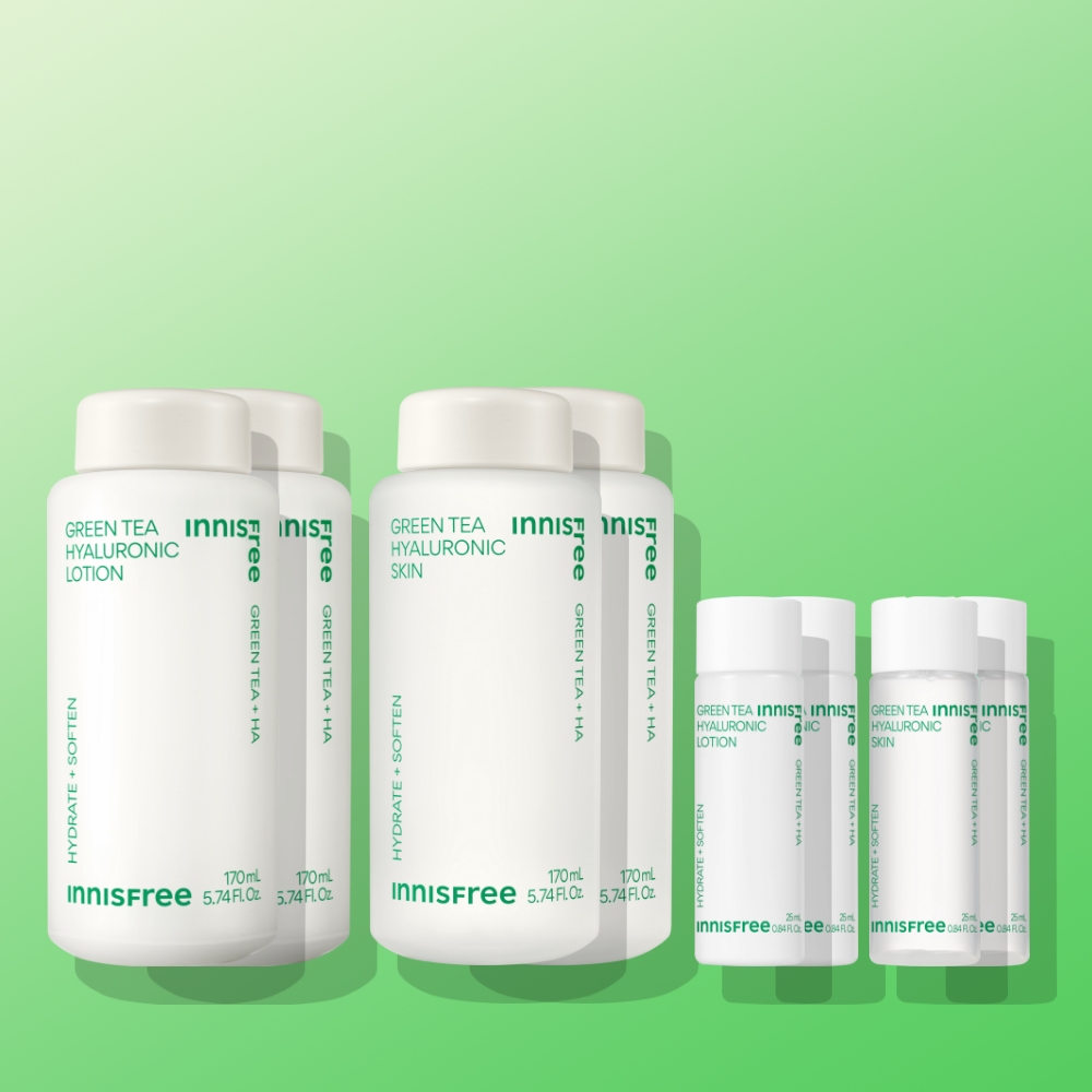 이니스프리 그린티 씨드 히알루론산 스킨케어 2종 세트 2개 (스킨 170mL+로션 170mL) - 상품 이미지