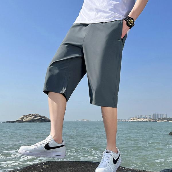 밴딩 트레이닝 팬츠 반바지 7부 운동복 쿨링 헬스복 짐웨어 기능성 우븐 작업 - 상품 이미지