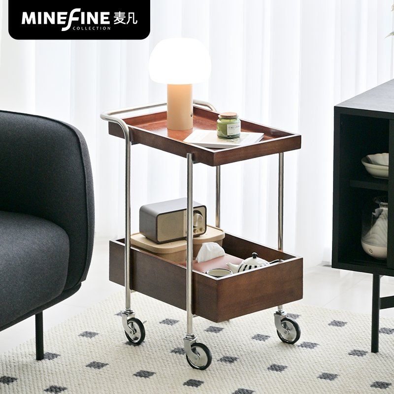 레트로 이동식 사이드테이블 거실 인테리어 보조테이블