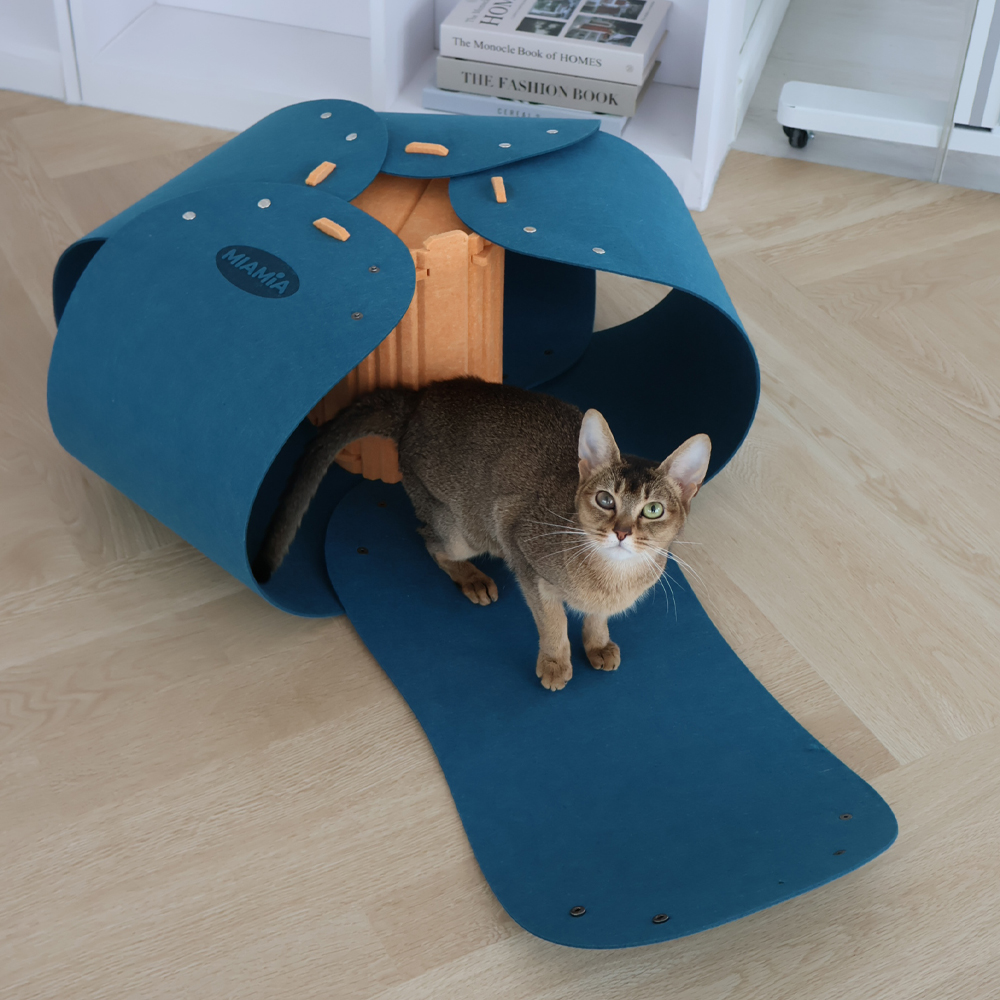 MIAMIA 플라워 고양이 숨숨 터널 집 캣 장난감 놀이터 미로