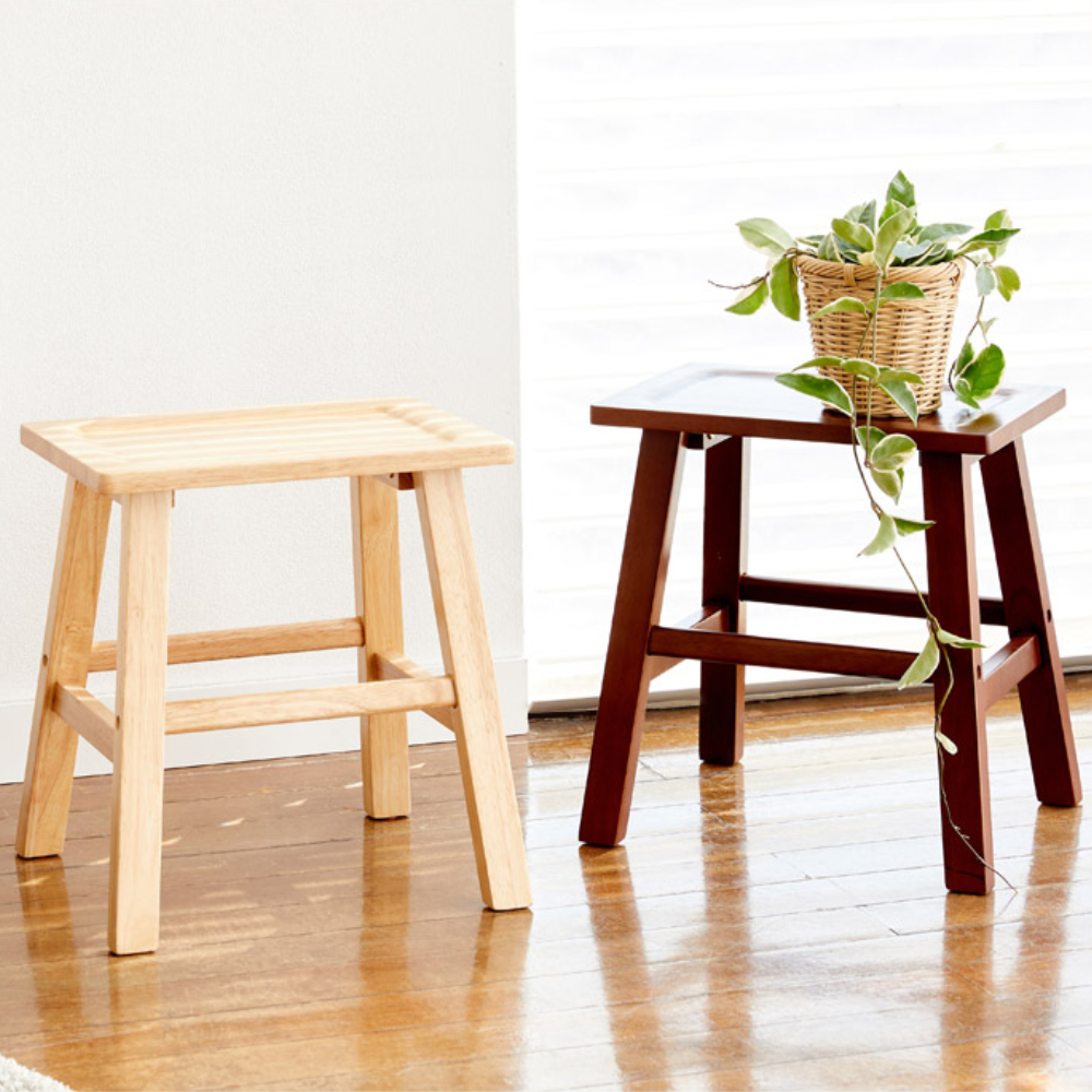 고무나무 원목 스툴 의자 2color 사각 화장대의자 다용도 우드 인테리어 화분받침대