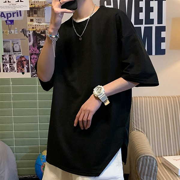 3컬러 데일리 오버핏 무지 반팔 티셔츠 IS- TS 11N 남성 여름 캐주얼 - 상품 이미지