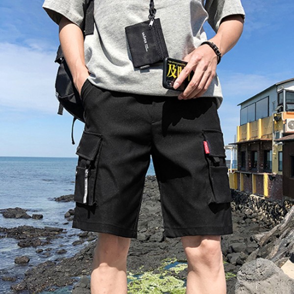 남성 반바지 면반 5부 팬츠 카고 INSUM 57 일자바지 밴딩 쿨링 - 상품 이미지