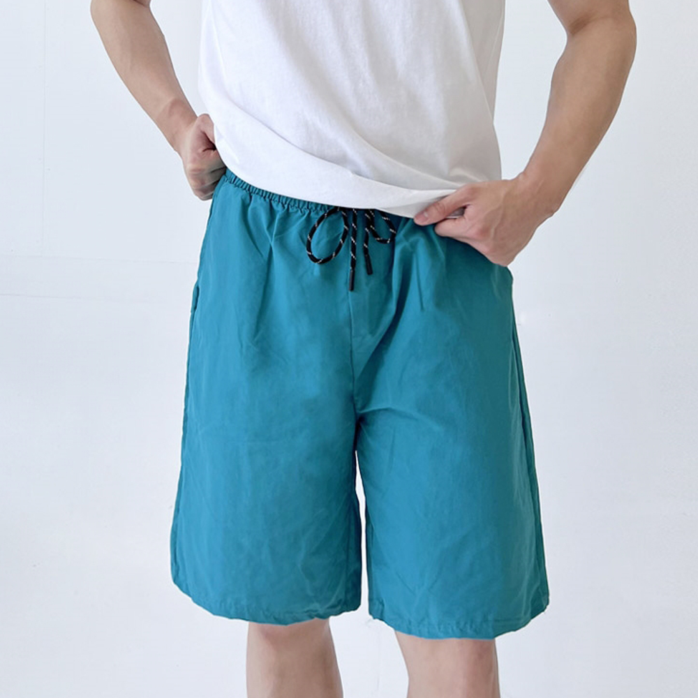 남자 비치웨어 반바지 여름 데일리 밴딩 팬츠 커플밴딩 휴양지 남여 공용 여자와 이드 - 상품 이미지
