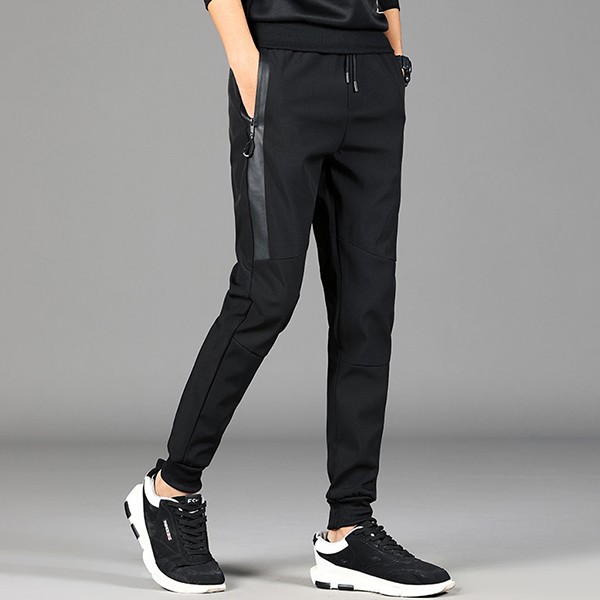 데일리 블랙 컬러 운동 러닝 밴딩 바지 IS- TRP 03N 남성 데일리룩 롤업 팬츠 - 상품 이미지