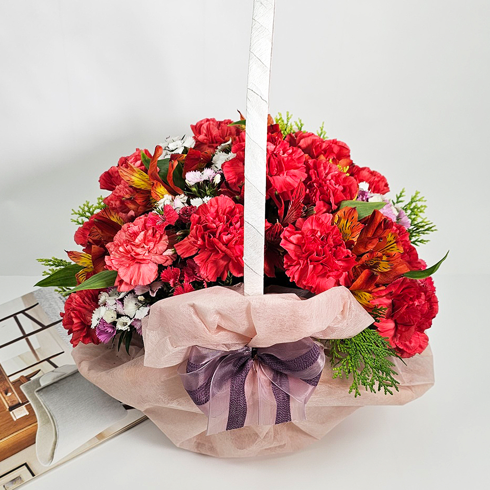 전국택배배송 데이지(핑크) 카네이션 꽃바구니 7종 어버이날 생일 축하 선물 꽃바구니 꽃배달