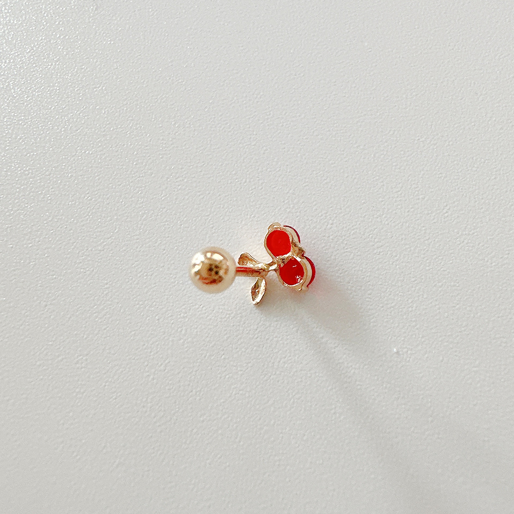 14K 체리 앵두 과일 피어싱 아웃컨츠 귓바퀴 연골 - 상세 이미지 4