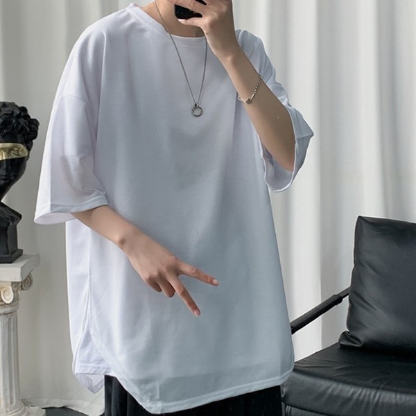3컬러 남성 레이어드 무지 박스 반팔 티셔츠 IS- TS 11 무지티 오버핏 기본 - 상품 이미지
