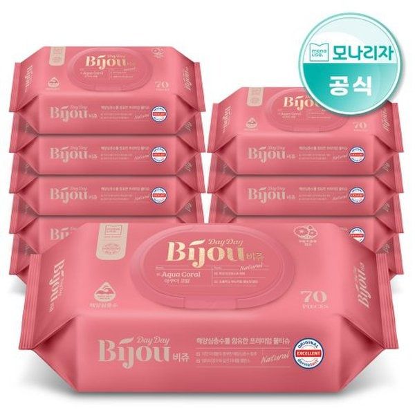 모나리자 모나리자 아쿠아코랄 베이비 물티슈 캡형 70매10팩 55gsm 고평량 아기물티슈 : 마이트문 가성비 가심비 몰