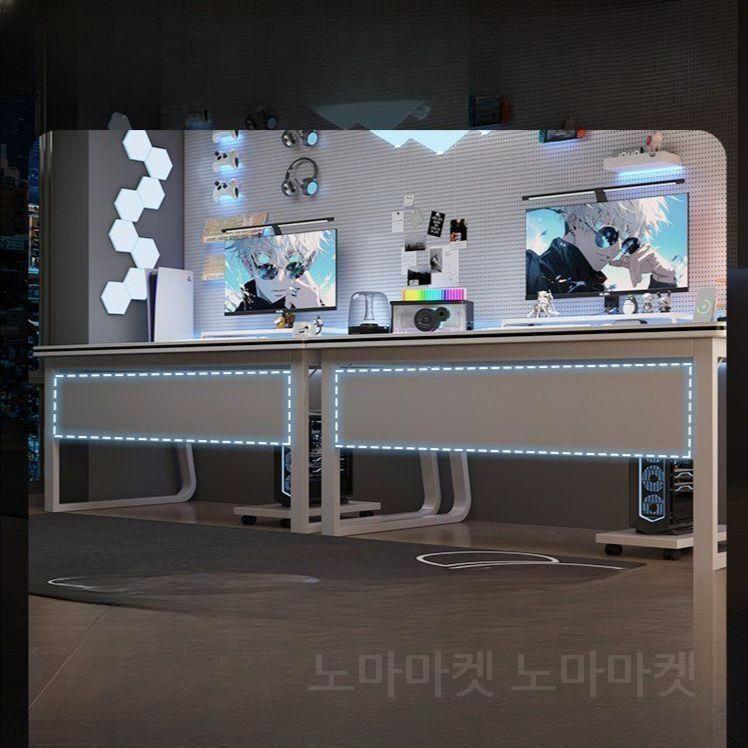 2인용 컴퓨터책상 데스크탑 커플책상 게이밍 데스크 A-1) 문화이트_메인(2인용_200cm) - 상세 이미지 4