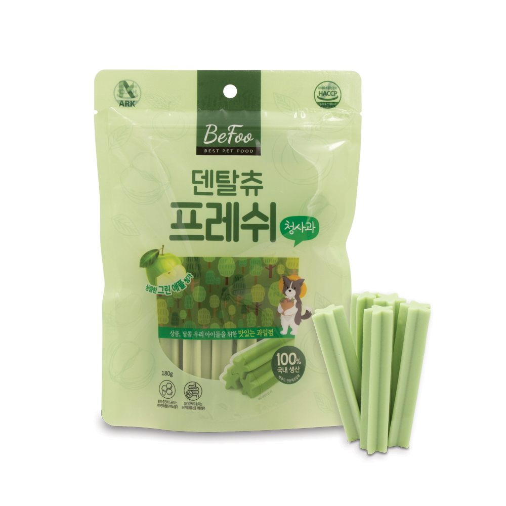 노령견도 문제없는 말랑한 치석관리 간식 베푸 덴탈츄 프레쉬 청사과, 180g, 1개 - 상품 이미지