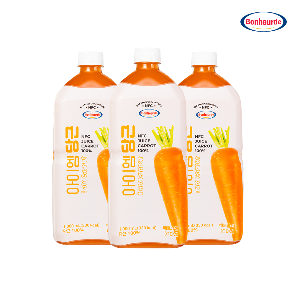 [100% NFC 당근 16.7개 착즙] 보넬드 아이엠 당근 주스 즙 당근, 1L, 3개