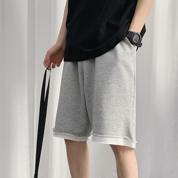 2컬러 레이어드 무지 남성 5부 반바지 팬츠 IS- PA 61 아웃도어 레저 밴딩 - 상품 이미지