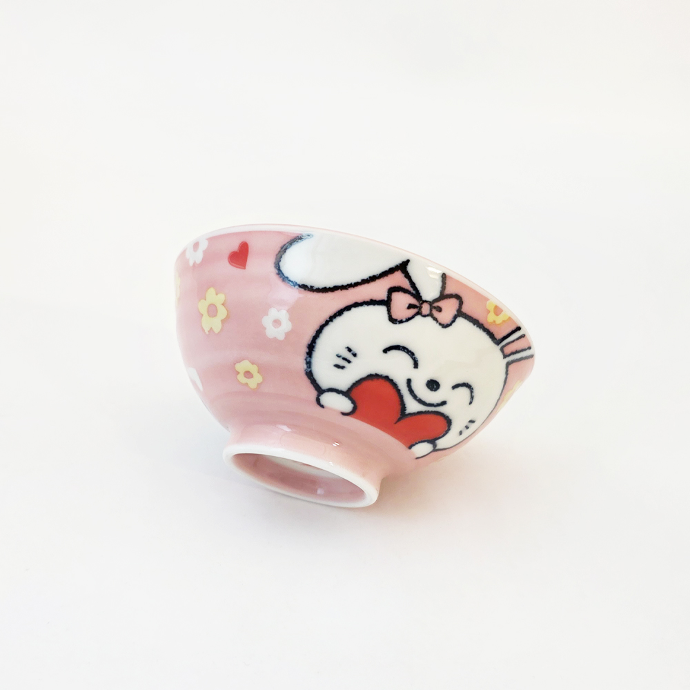 미노웨어 스마일 하트 토끼 도자기 공기 (일본수입) - 상품 이미지