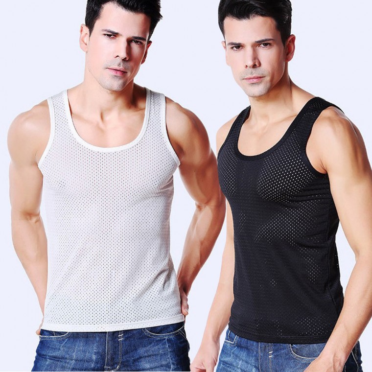 남성 여름 필수품 시원한 쿨링 소재 통풍 좋은 아이스 메쉬 나시 런닝 남자 민소매 헬스
