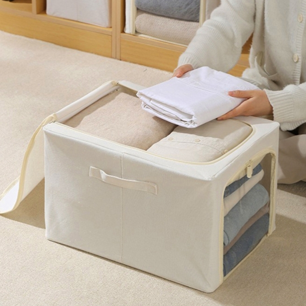 대형 패브릭리빙박스 투명창 의류보관함 이불가방 파우치 55L