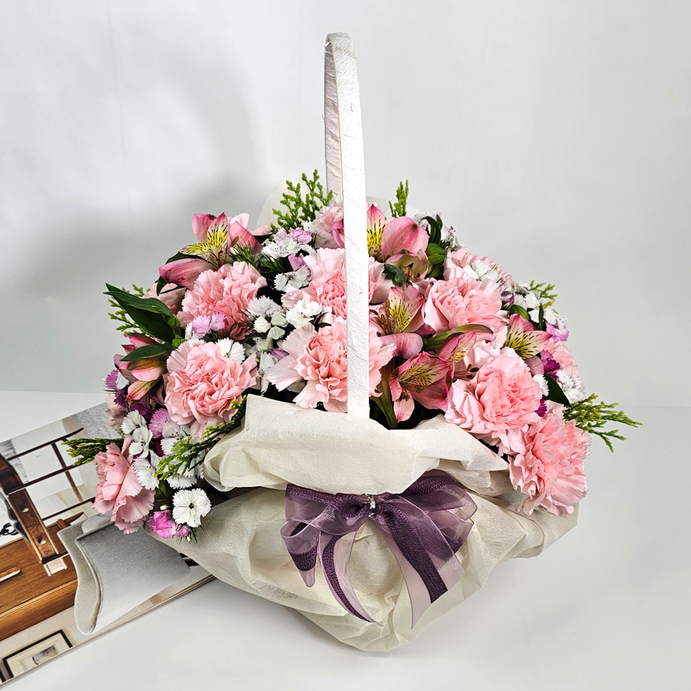 전국택배배송 데이지(핑크) 카네이션 꽃바구니 7종 어버이날 생일 축하 선물 꽃바구니 꽃배달