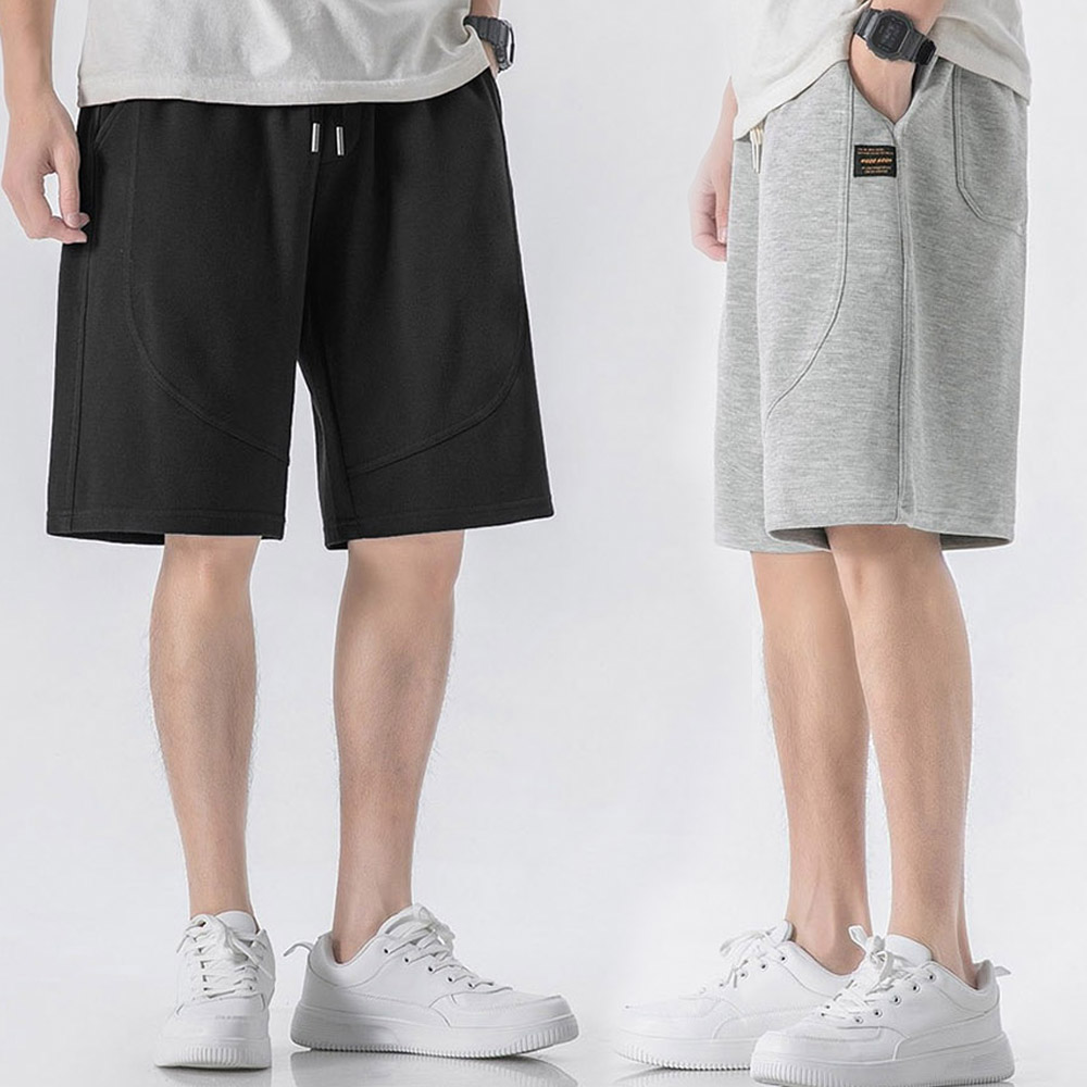 남성 루즈핏 스타일 절개 라인 포인트 밴딩 반바지 남자 여름 면바지 운동복 캐주얼 - 상품 이미지