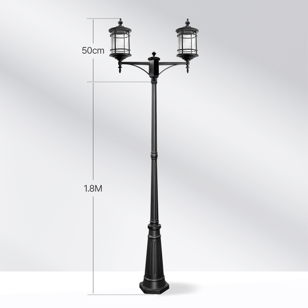 전기가로등 엔틱 원형 전원주택 펜션 정원 가로등 전등 전구 조명등 일자가지 기둥 1.4m - 상세 이미지 5