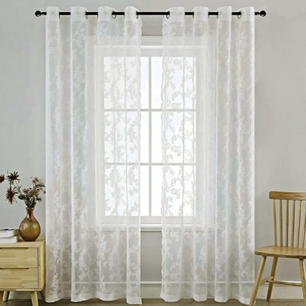 화이트 레이스커튼 안방 작은방 창문 가리개 공주 꽃무늬 자수