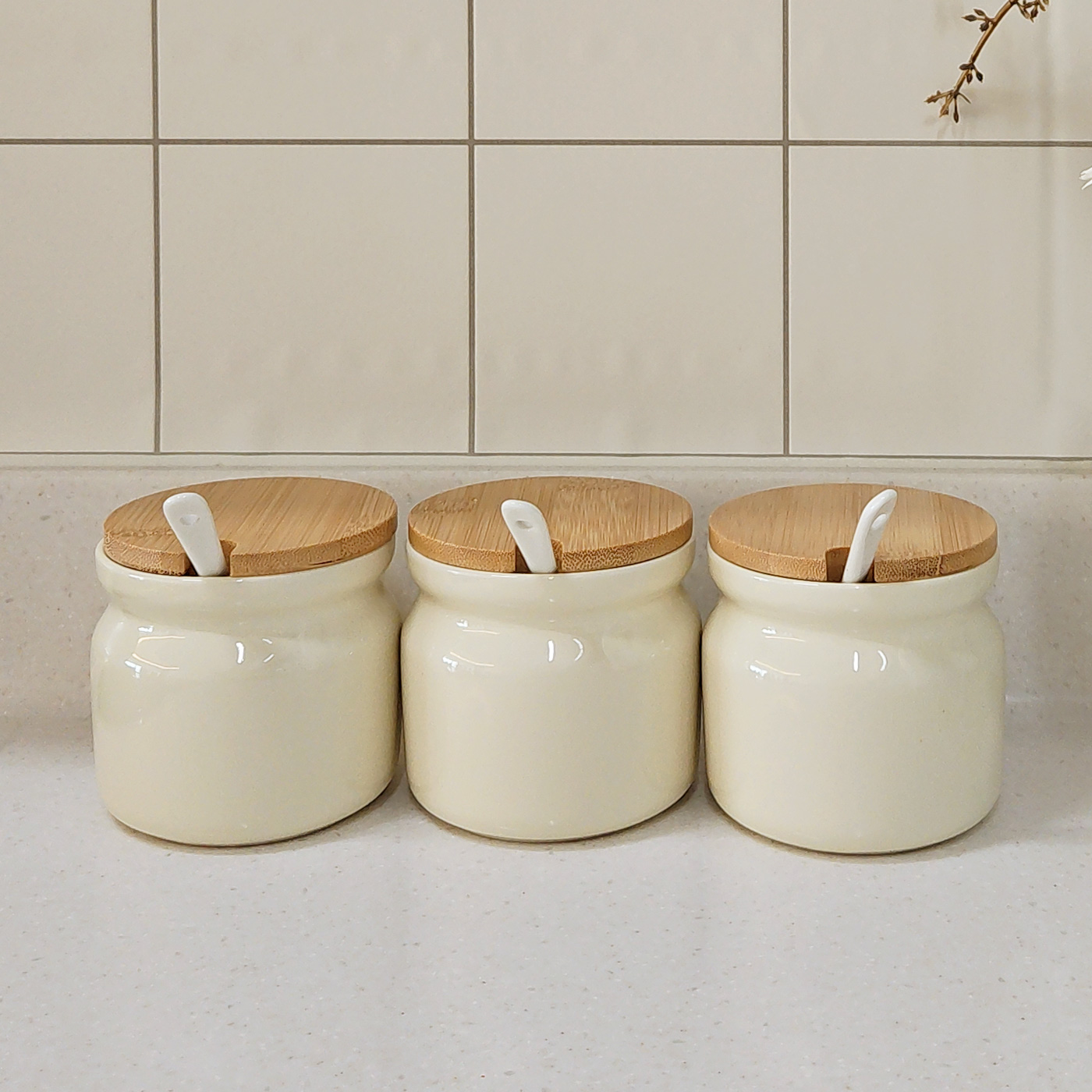 세라믹 도자기 예쁜 양념병 양념통 세트 조미료 소스통 3P