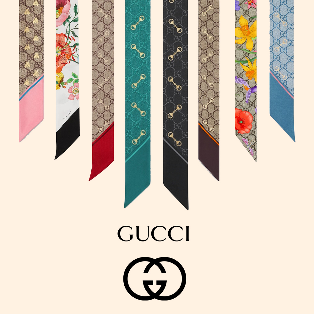 [국내백화점] 구찌 스카프 여자 방도 실크 플라워 트윌리 명품 선물