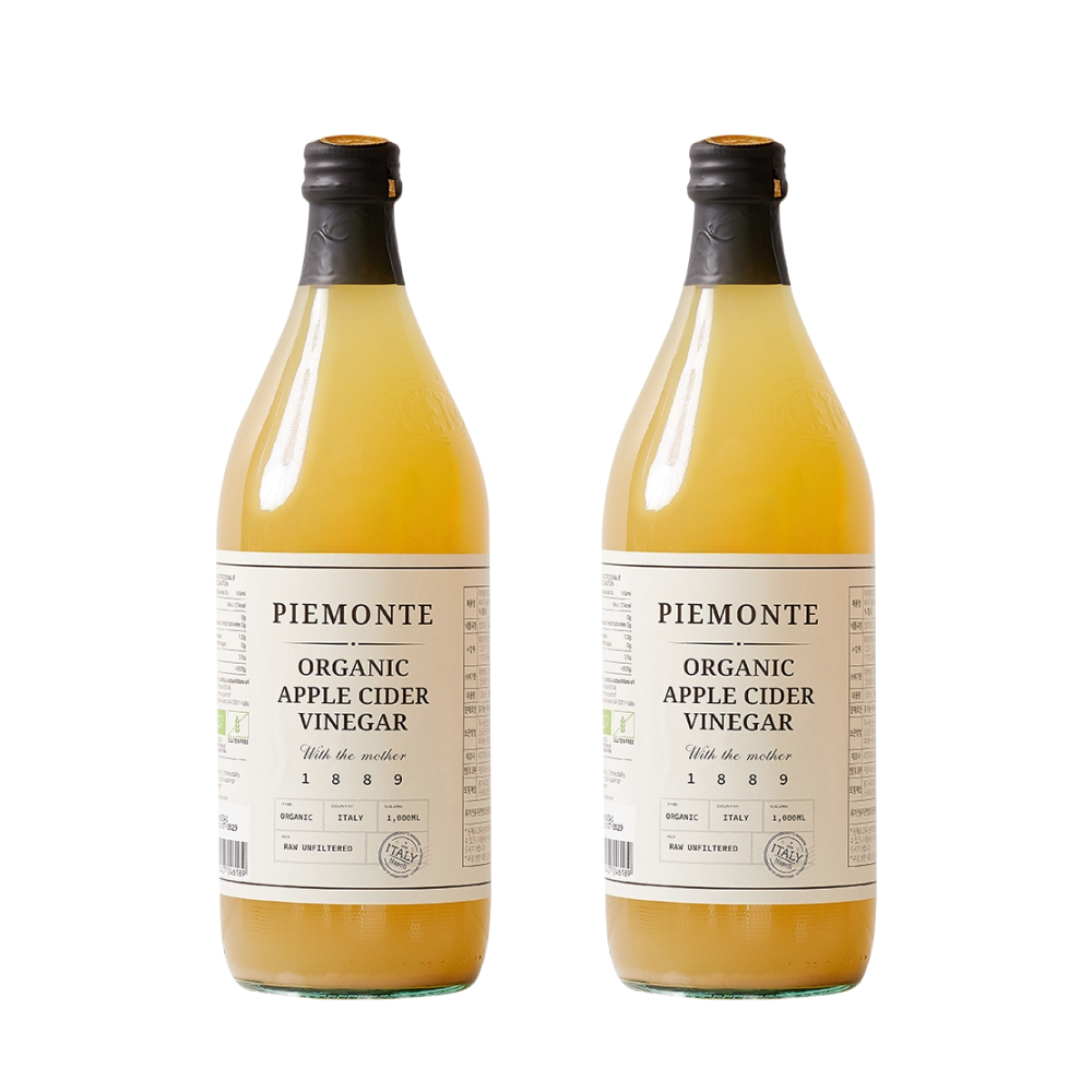 피에몬테 애사비 100% 이탈리아 유기농 사과 초모 식초 1L, 2개