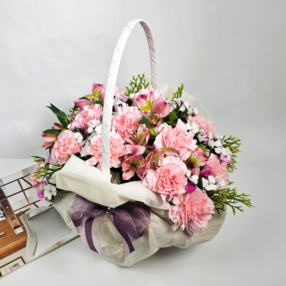 전국택배배송 데이지(핑크) 카네이션 꽃바구니 7종 어버이날 생일 축하 선물 꽃바구니 꽃배달