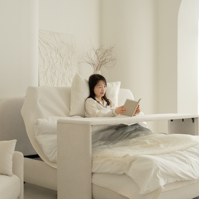 버킷츠 패브릭 80도 모션 베드 리클라이너 전동 침대 매트리스 슈브 SS(슈퍼싱글), 스카모샤또 진주 - Fog(아이보리)