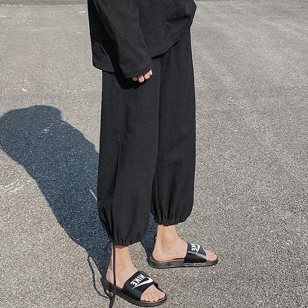 스트링 조절 7부 밴딩 와이드 조거 팬츠 IS- PA 76 남성 바지 와이드핏 - 상품 이미지