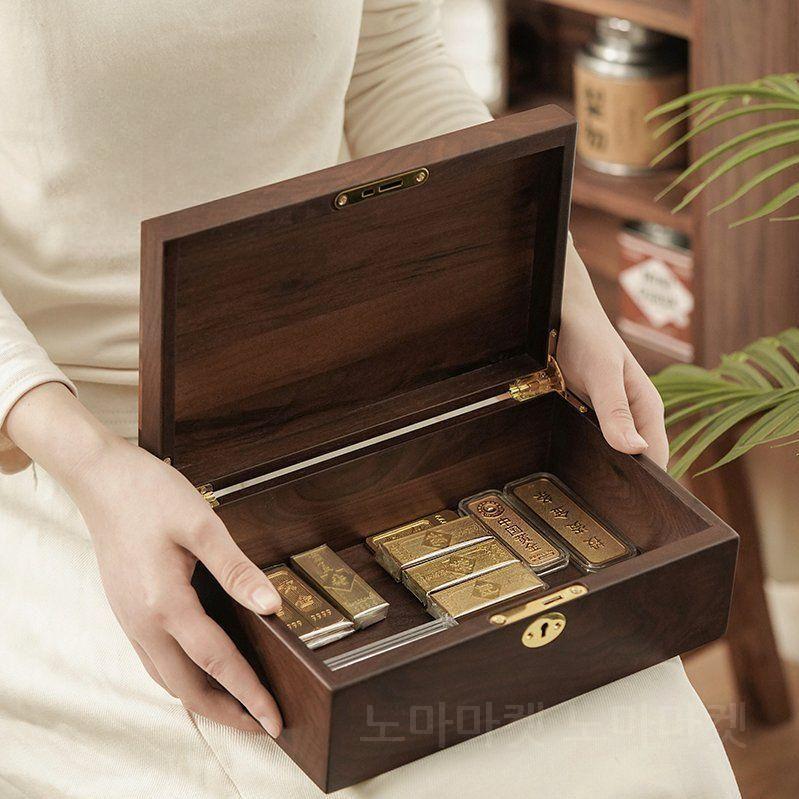 골드바 보관함 골드 금 은화 컬렉션 고급 케이스 다크브라운_파티션 4칸 - 메인 이미지