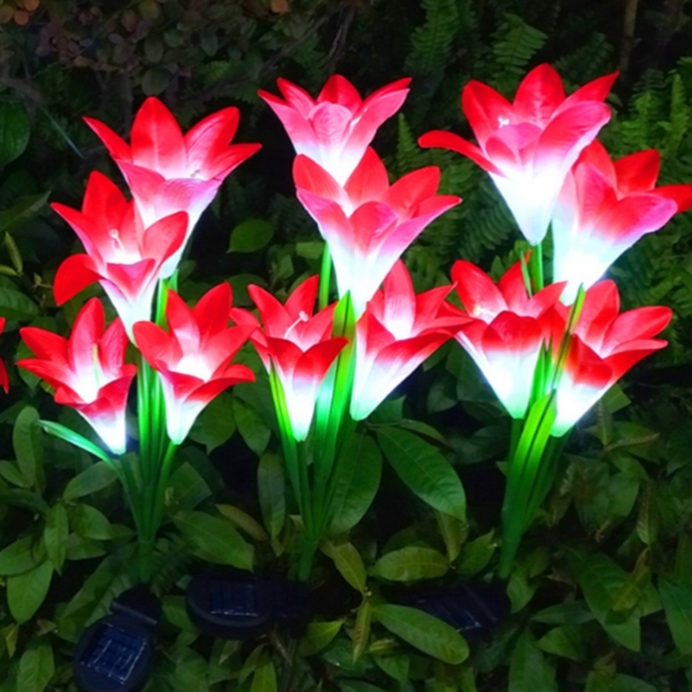LED 백합 정원등 자동점등 야외조명 산책로 화단 태양광등 - 메인 이미지