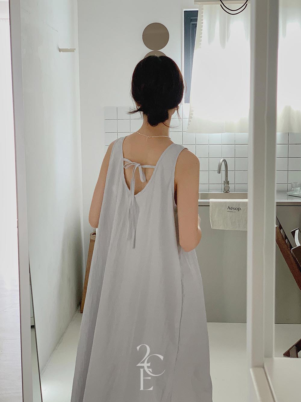 루미 뒷리본 나일론 롱 원피스 (4color) 바스락 휴양지 바캉스 나시 민소매 맥시 이미지 8