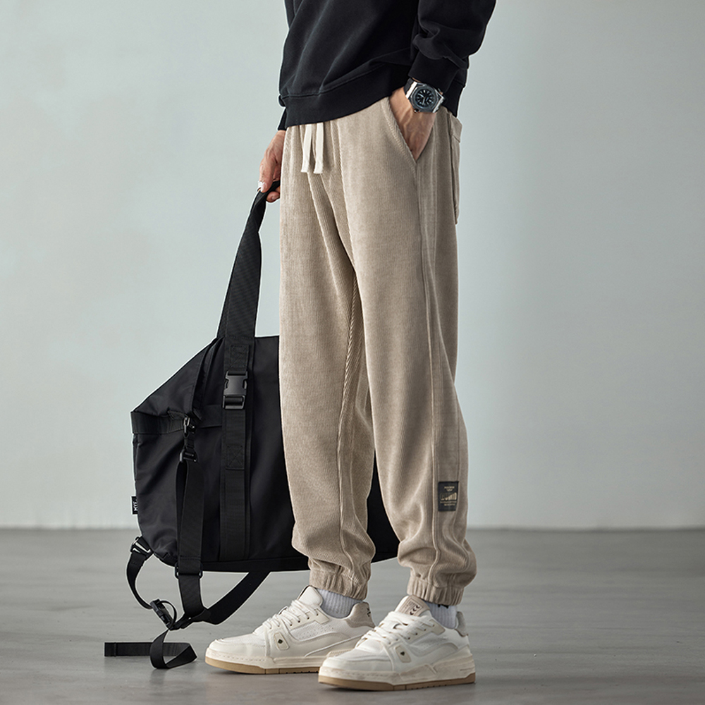 리프 에어 골덴 팬츠 조거 트레이닝 바지 밴딩 츄리닝 캐주얼 사계절 코듀로이 긴바지 - 상품 이미지