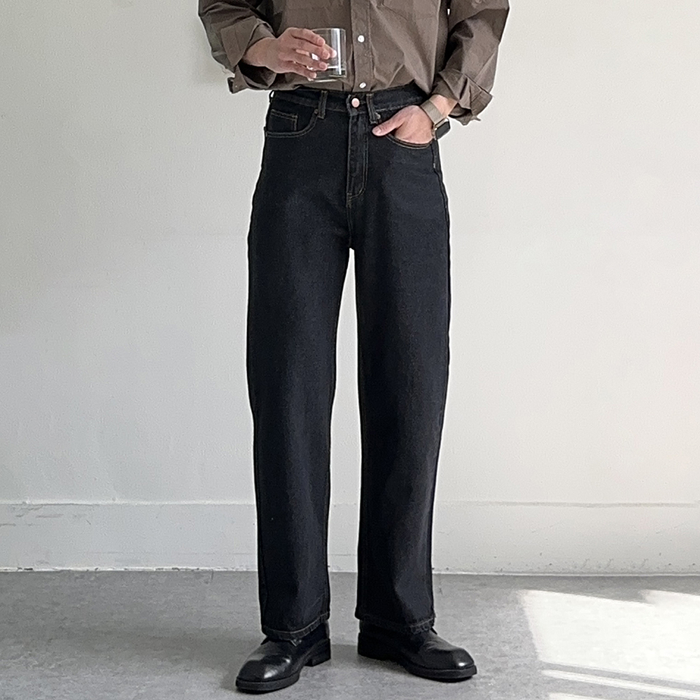 남자 청바지 빅사이드 밴딩 데님 팬츠 남자 와이드청바지 - 상세 이미지 3