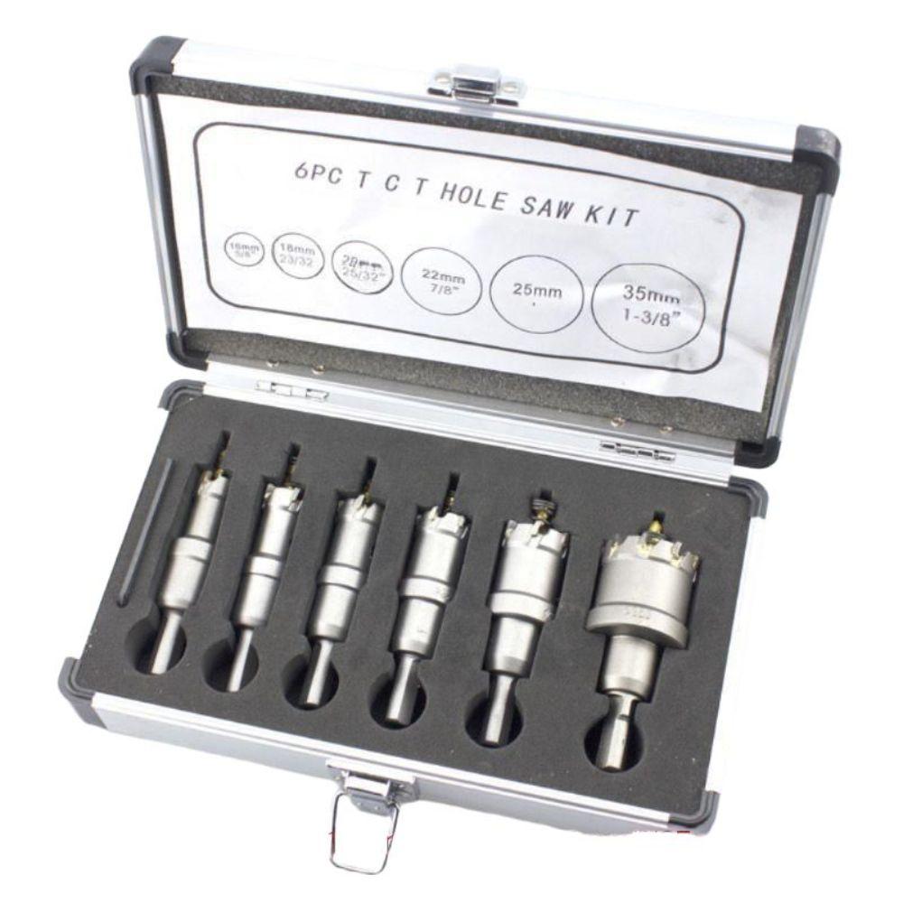홀카타 철판 드릴 홀스 목공 드릴비트 홀컷터 스텐 홀쏘티타늄 6PC (16-35mm) - 상품 이미지