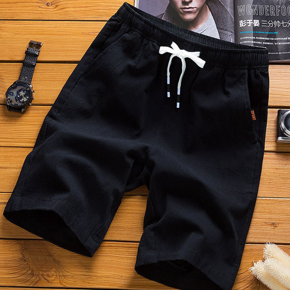 남자 반바지 여름 린넨 마 5부 밴딩 고무줄 쇼츠 남자린넨 남자5부 남자마 - 상품 이미지